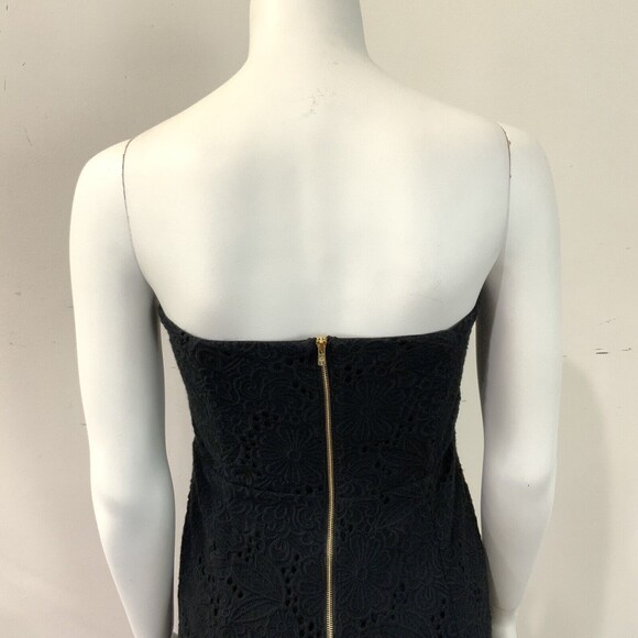 Lilly Pulitzer Vicki Eyelet Strapless Dress Black 10 - Picture 11 of 12